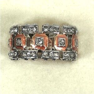 New Sterling silver/copper vermeil chink white sapphire eternity band size 6.5
